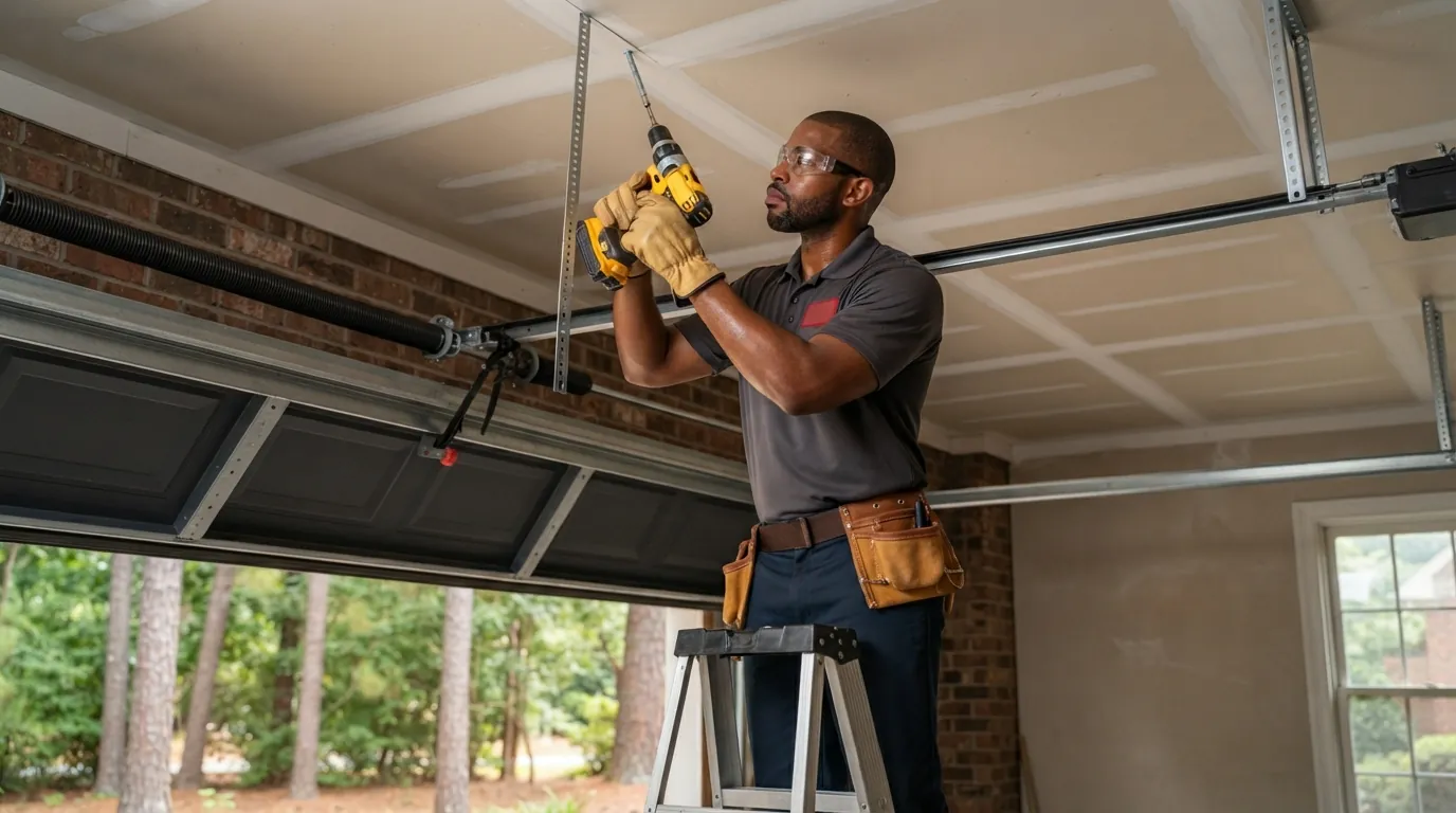 drill, back-hang strap and ceiling joist