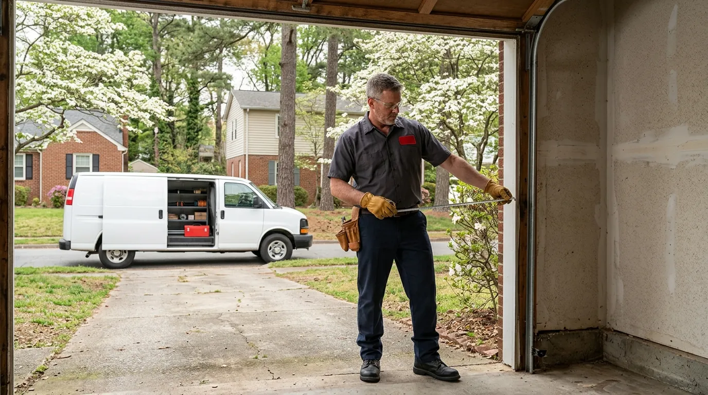 bungalow home, service van and technician in Winston-Salem