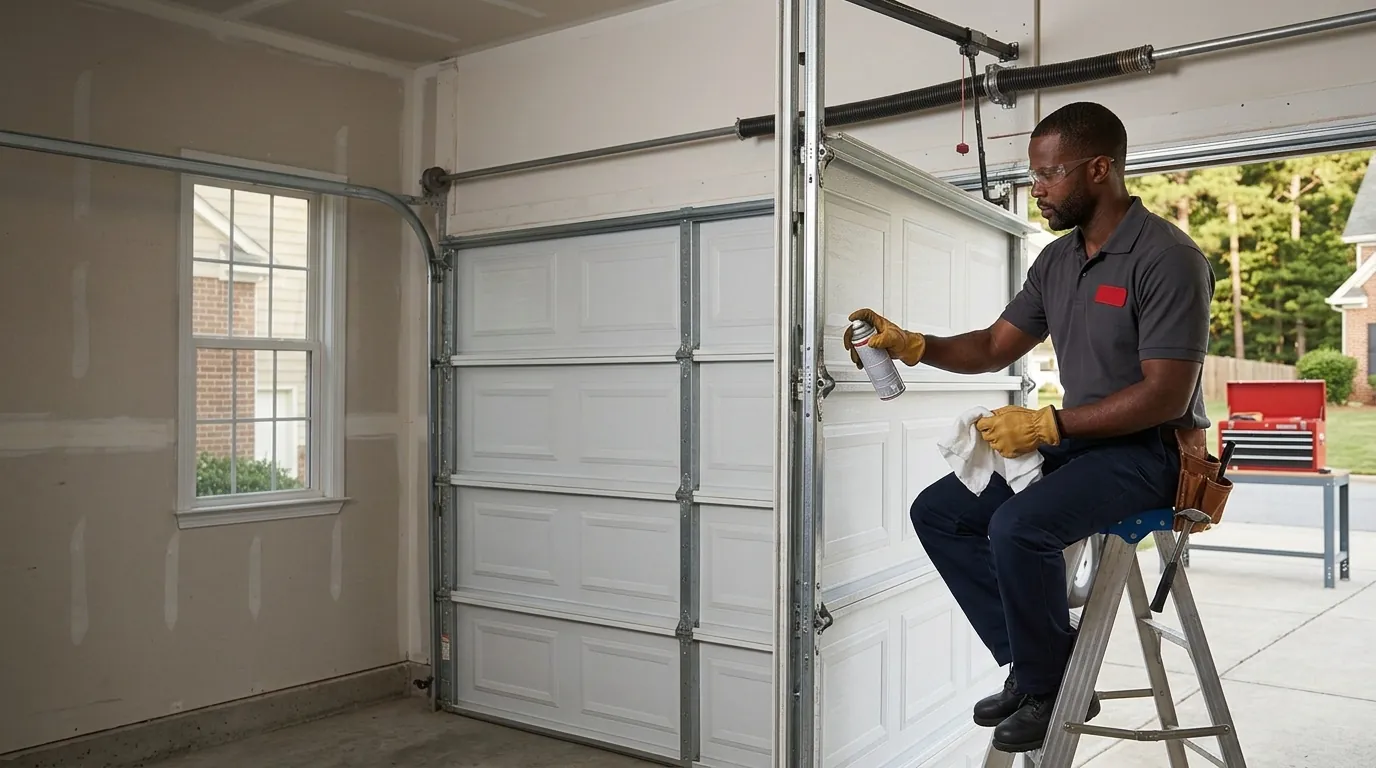 lubricant spray on hinges and roller bearings